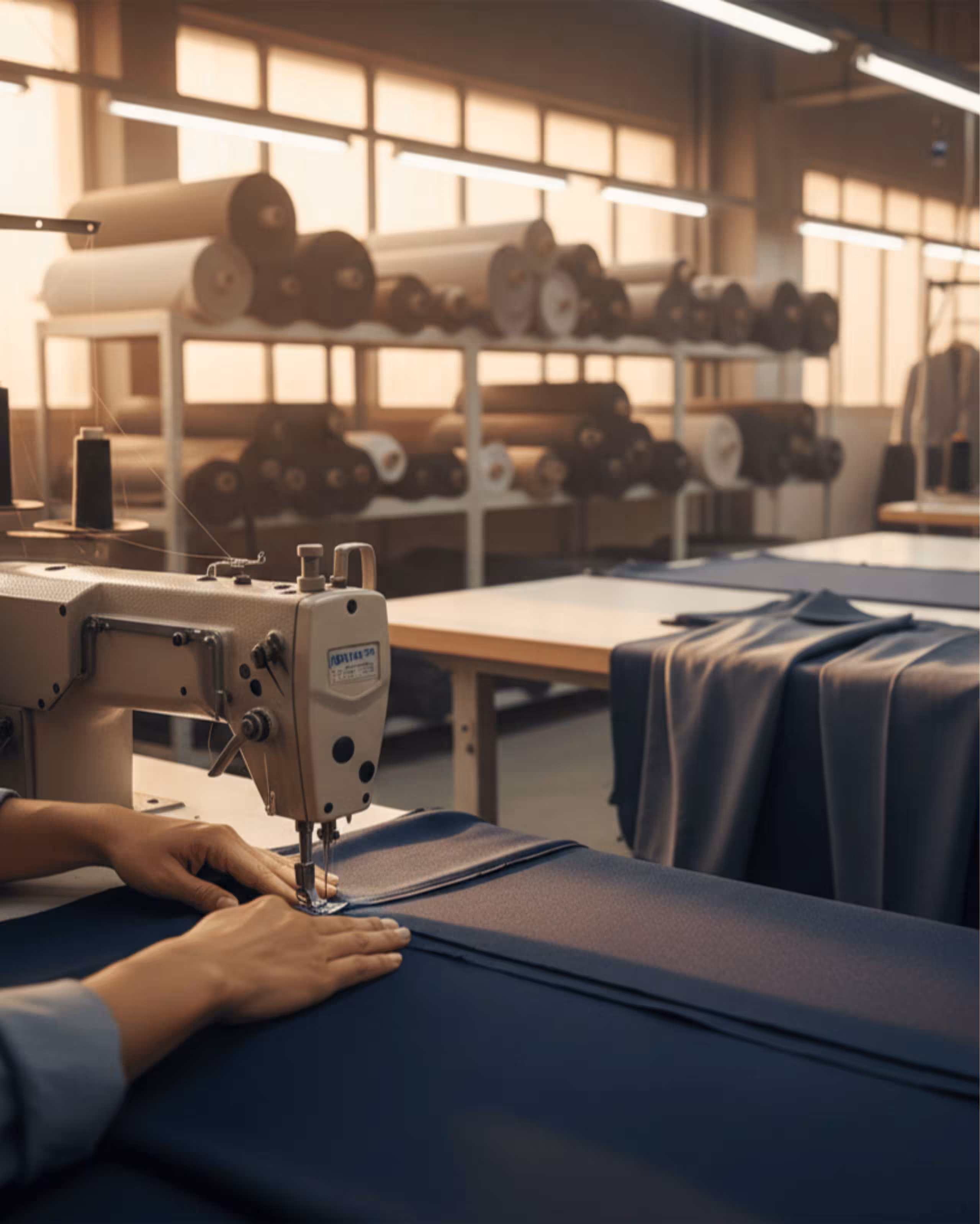 Close-up of workwear with durable stitching details