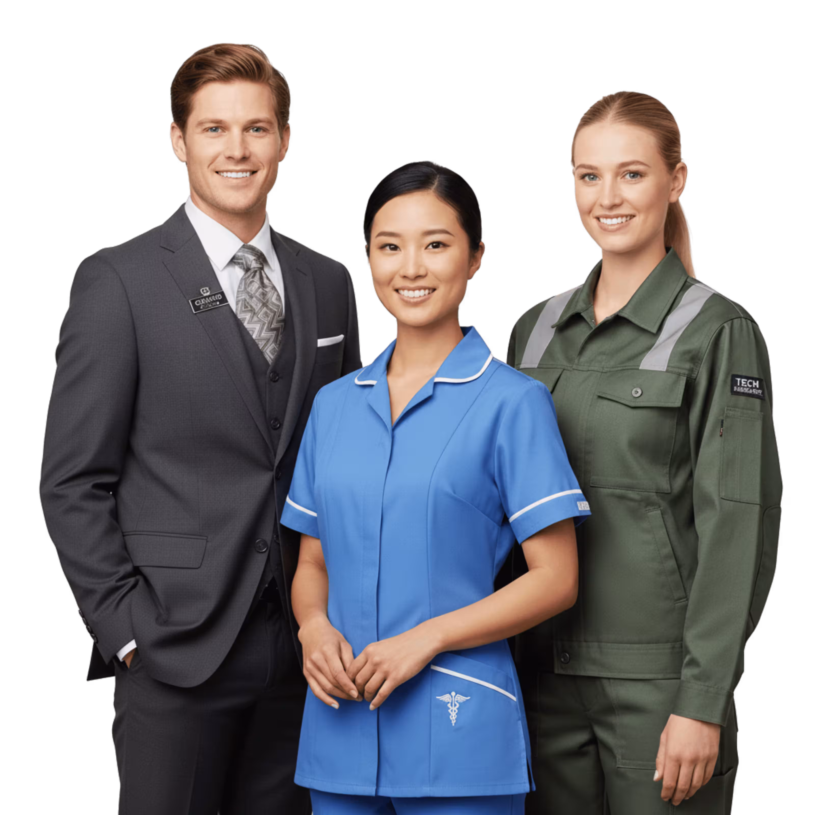 Diverse professional team wearing custom Maestro uniforms